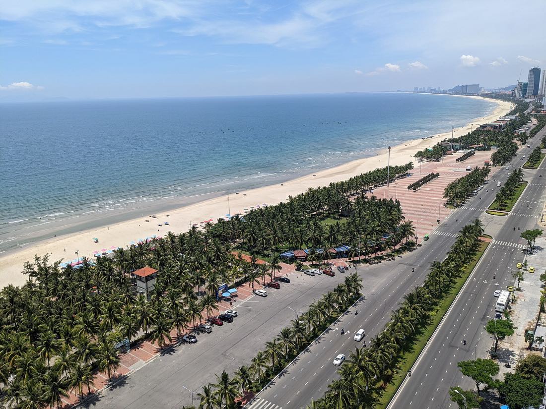Hotels lining Vo Nguyen Giap, the beach road through Da Nang